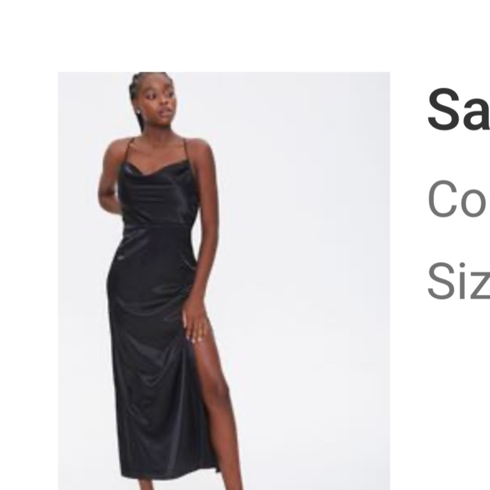 Satin midaxi midi maxi dress black size large nwt new with tags leg slit